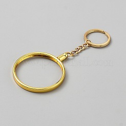 Flat Round Alloy Coin Holder Keychains&nbsp;FIND-WH0816-092G