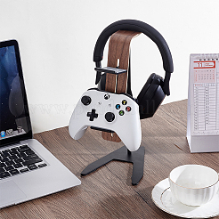 Aluminum Alloy Headset Display Riser Stands with Wood Support&nbsp;ODIS-WH0007-85