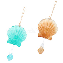 Hot Melt Glass Shell Shape Pendant Decoration&nbsp;AJEW-WH20073-014