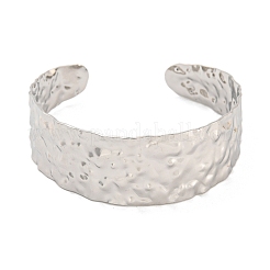 Non-Tarnish 304 Stainless Steel Textured Open Cuff Bangles for Women&nbsp;STAS-M001-17P