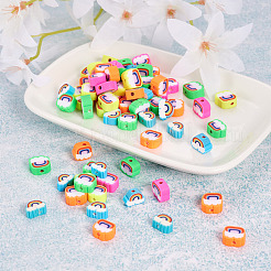 100Pcs 5 Style Handmade Polymer Clay Beads&nbsp;FIND-FW0001-33