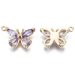 Real 18K Gold Plated Brass Micro Pave Cubic Zirconia Pendants&nbsp;KK-T056-59G-02-NF