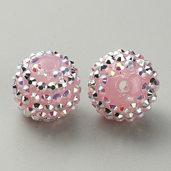 Stripe Pattern Resin Rhinestone Beads&nbsp;RESI-WH0034-20I
