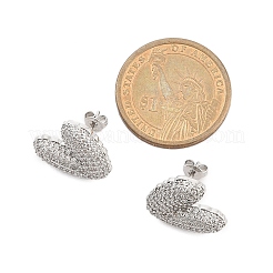 Brass Micro Pave Clear Cubic Zirconia Stud Earrings for Women&nbsp;EJEW-F352-06P