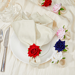 8Pcs 4 Style Artificial Rose Polyseter Napkin Rings&nbsp;DJEW-HY0001-02