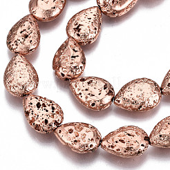 Electroplated Natural Lava Rock Bead Strands&nbsp;G-T131-87RG
