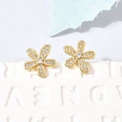 Valentine's Day Brass Micro Pave Clear Cubic Zirconia Stud Earrings&nbsp;EJEW-C186-22G-01