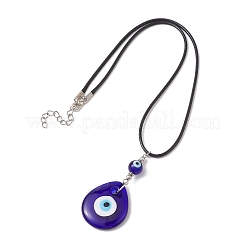 Lampwork Teardrop with Evil Eye Pendant Necklaces&nbsp;NJEW-JN04595-01