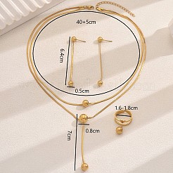 Stainless Steel Round Double Layer Necklaces & Earrings & Rings Sets for Women Party Daily Wear&nbsp;LQ8185