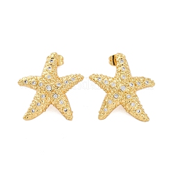 Rack Plating Brass Micro Pave Clear Cubic Zirconia Stud Earrings for Women&nbsp;EJEW-C125-27C-G