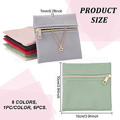 6Pcs 6 Colors Imitation Leather Jewelry Storage Zipper Bags&nbsp;ABAG-NB0002-15A