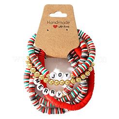 6Pcs Christmas Polymer Clay Heishi Beads Stretch Bracelets for Women&nbsp;AZ3870