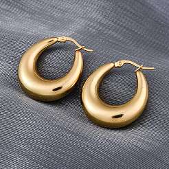 PVD Vacuum Plating 304 Stainless Steel Chunky Hoop Earrings for Women&nbsp;EJEW-F280-06E-G