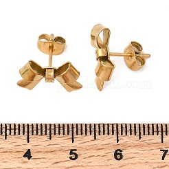 304 Stainless Steel Bowknot Stud Earrings&nbsp;EJEW-Z136-01G