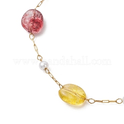 Nuggets Natural Mixed Stone & Plastic Imitation Pearl Beads Link Bracelets&nbsp;BJEW-JB13564
