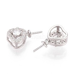 925 Sterling Silver Micro Pave Cubic Zirconia Heart Pendant Bails&nbsp;STER-N016-91P