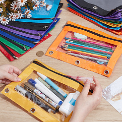 CutHollow 40Pcs 8 Colors Rectangle Oxford Cloth 3-Ring Pen Pencil Zipper Bags&nbsp;ABAG-CL0001-14