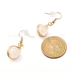 Wire Wrap Round Mixed Stone Beads Dangle Earrings&nbsp;EJEW-JE04659