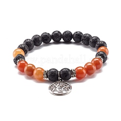 Round Natural Mixed Gemstone Beads Stretch Bracelet&nbsp;BJEW-JB06966