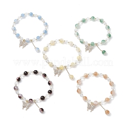 5Pcs Crackle Imitation Jade Glass & Transparent Glass Beaded Stretch Bracelets&nbsp;BJEW-JB11859