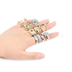 Adjustable Brass Micro Pave Cubic Zirconia Cuff Rings&nbsp;RJEW-MSMC002-18