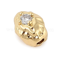 Nuggest Brass Micro Pave Cubic Zirconia Beads&nbsp;KK-F889-01G-07
