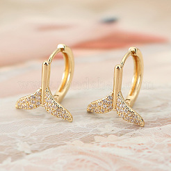 Brass Clear Cubic Zirconia Fishtail Hoop Earrings&nbsp;WGDD127-01