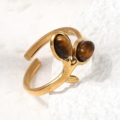 304 Stainless Steel Cuff Open Rings&nbsp;RJEW-F213-04G-06