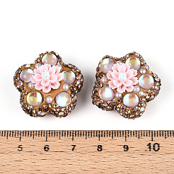 Flower Shape Polymer Clay Rhinestone Beads&nbsp;CLAY-U023-01C