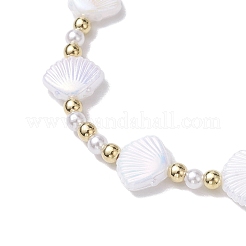 Shell Shape Plastic Stretch Bracelets&nbsp;BJEW-JB10342-01