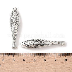 Tibetan Style Zinc Alloy Lotus Flower Pattern Fish Beads&nbsp;X-PALLOY-P078-01