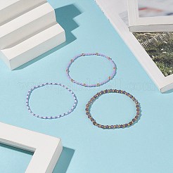 3Pcs 3 Style Natural Amethyst & Glass Seed Beaded Stretch Bracelets Set for Women&nbsp;BJEW-JB09171-05