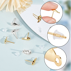 100Pcs 2 Colors 304 Stainless Steel Stud Earring Findings&nbsp;STAS-BBC0010-01