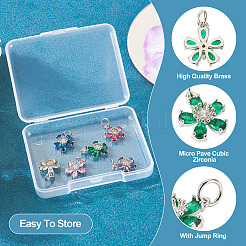 6Pcs 6 Colors Brass Micro Pave Cubic Zirconia Pendants&nbsp;KK-TA0002-10P