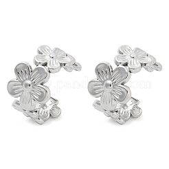 304 Stainless Steel Flower Cuff Earrings for Women&nbsp;EJEW-A118-03P