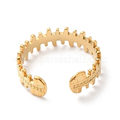 Ion Plating(IP) 304 Stainless Steel Zipper Shape Open Cuff Ring for Women&nbsp;RJEW-K245-36G
