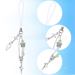 8Pcs Acrylic & Glass Mobile Straps&nbsp;HJEW-SC00145