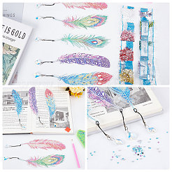 DIY Feather Bookmark with Pendant Diamond Painting Kits&nbsp;DIY-WH0366-56