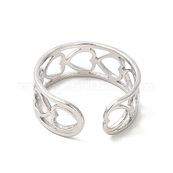Non-Tarnish 304 Stainless Steel Hollow Out Heart Open Cuff Ring for Women&nbsp;RJEW-E063-19P