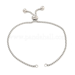 Non-Tarnish Adjustable 304 Stainless Steel Box Chain Slider Bracelet Making&nbsp;MAK-L038-001P-05