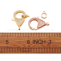 Brass Micro Pave Cubic Zirconia Lobster Claw Clasps&nbsp;ZIRC-TA0001-12