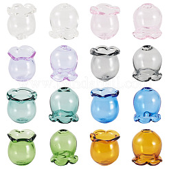 16Pcs 8 Colors Glass Bead Caps for Wind Chimes Making&nbsp;GLAA-BY0001-04
