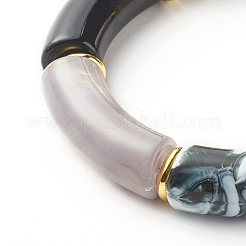 Chunky Curved Tube Beads Stretch Bracelet&nbsp;BJEW-JB06683-02