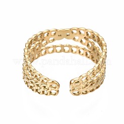 304 Stainless Steel Criss Cross Open Cuff Ring&nbsp;RJEW-T023-43G