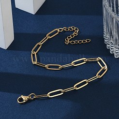 PVD Vacuum Plating 304 Stainless Steel Paperclip Chain Bracelet for Men Women&nbsp;BJEW-E031-02G-01