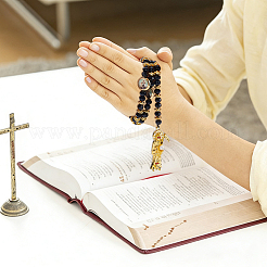 Faceted Rondelle Glass Rosary Bead Necklaces&nbsp;NJEW-DC00014