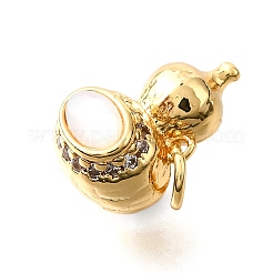 Brass Micro Pave Cubic Zirconia Shell Pendants&nbsp;KK-D356-17G