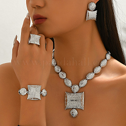 Women's Brass Bracelets & Earrings & Necklaces & Rings Sets&nbsp;NC4377-1