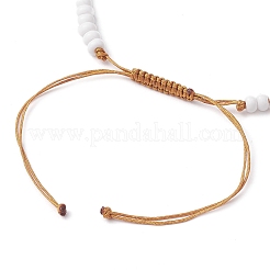 Corss Synthetic Turquoise & Natural Cowrie Shell Braided Bead Bracelets&nbsp;BJEW-JB10357-02
