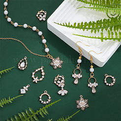 16Pcs 8 Style Brass Micro Pave Clear Cubic Zirconia Pendants&nbsp;KK-CA0003-55